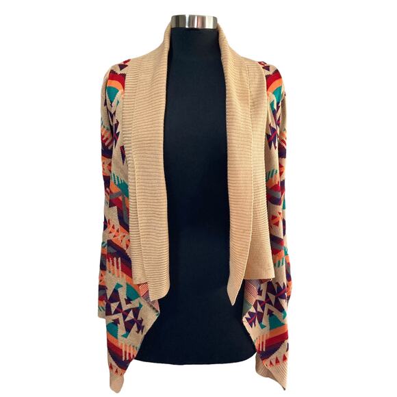 Blu Pepper Southwestern Print Cardigan Sweater Open Front SMALL Cowgirl Western - Picture 2 of 7